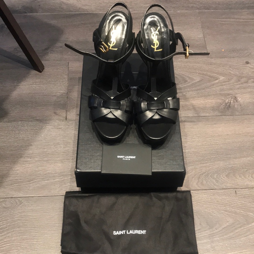 SAINT LAURENT TRIBUTE PLATFORM SANDALS